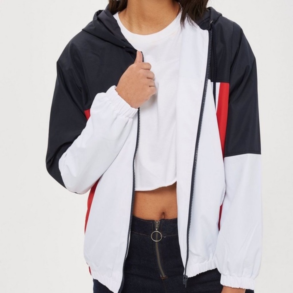 Topshop Windbreaker Colorblock Jacket (Small)